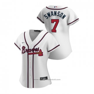 Maglia Baseball Donna Atlanta Braves Dansby Swanson 2020 Replica Home Bianco