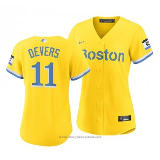 Maglia Baseball Donna Boston Red Sox Rafael Devers 2021 City Connect Replica Or