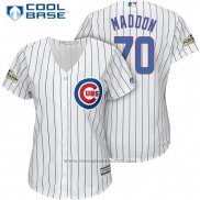 Maglia Baseball Donna Chicago Cubs 2017 Postseason 70 Joe Maddon Bianco Cool Base