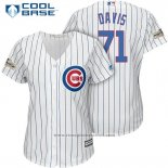 Maglia Baseball Donna Chicago Cubs 2017 Postseason 71 Wade Davis Bianco Cool Base