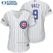 Maglia Baseball Donna Chicago Cubs 2017 Postseason 9 Javier Baez Bianco Cool Base