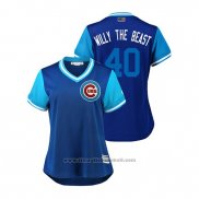 Maglia Baseball Donna Chicago Cubs Willson Contreras 2018 LLWS Players Weekend Willy The Beast Blu
