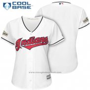 Maglia Baseball Donna Cleveland Indians 2017 Postseason Bianco Cool Base