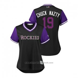 Maglia Baseball Donna Colorado Rockies Charlie Blackmon 2018 LLWS Players Weekend Chuck Nazty Nero