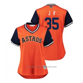 Maglia Baseball Donna Houston Astros Justin Verlander 2018 LLWS Players Weekend J V Orange