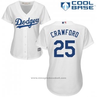 Maglia Baseball Donna Los Angeles Dodgers Carl Crawford Cool Base Bianco