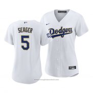 Maglia Baseball Donna Los Angeles Dodgers Corey Seager 2021 Gold Program Replica Bianco
