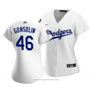 Maglia Baseball Donna Los Angeles Dodgers Tony Gonsolin 2020 Primera Replica Bianco