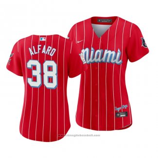 Maglia Baseball Donna Miami Marlins Jorge Alfaro 2021 City Connect Sugar Kings Rosso