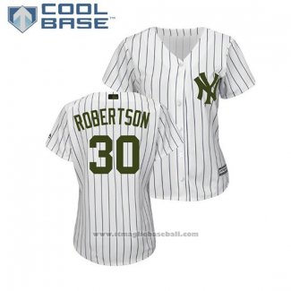 Maglia Baseball Donna New York Yankees David Robertson 2018 Memorial Day Cool Base Bianco