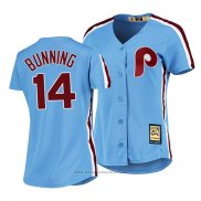 Maglia Baseball Donna Philadelphia Phillies Jim Bunning Cooperstown Collection Road Blu