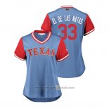 Maglia Baseball Donna Texas Rangers Martin Perez 2018 LLWS Players Weekend El De Las Matas Blu