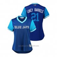 Maglia Baseball Donna Toronto Blue Jays Luke Maile 2018 LLWS Players Weekend Lukey Barrels Blu