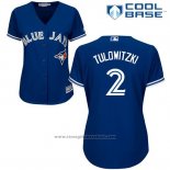 Maglia Baseball Donna Toronto Blue Jays Troy Tulowitzki Cool Base Blu