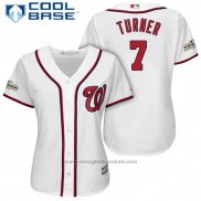 Maglia Baseball Donna Washington Nationals 2017 Postseason Trea Turner Bianco Cool Base