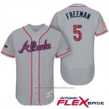 Maglia Baseball Uomo Atlanta Braves 2017 Stelle e Strisce 5 Frojodie Freeman Grigio Flex Base