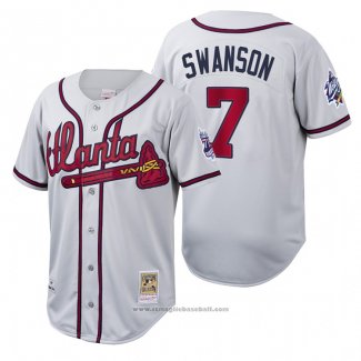 Maglia Baseball Uomo Atlanta Braves Dansby Swanson Cooperstown Collection Autentico Bianco