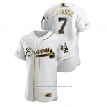 Maglia Baseball Uomo Atlanta Braves Dansby Swanson Golden Edition Autentico Bianco