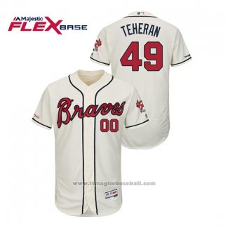 Maglia Baseball Uomo Atlanta Braves Julio Teheran Autentico Flex Base Crema