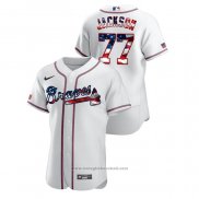 Maglia Baseball Uomo Atlanta Braves Luke Jackson 2020 Stars & Stripes 4th of July Bianco