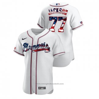 Maglia Baseball Uomo Atlanta Braves Luke Jackson 2020 Stars & Stripes 4th of July Bianco