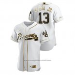 Maglia Baseball Uomo Atlanta Braves Ronald Acuna Jr. Golden Edition Autentico Bianco