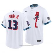 Maglia Baseball Uomo Atlanta Braves Ronald Acuna Jr 2021 All Star Replica Bianco