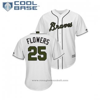 Maglia Baseball Uomo Atlanta Braves Tyler Flowers 2018 Memorial Day Cool Base Bianco