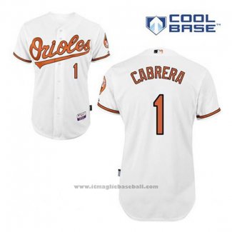 Maglia Baseball Uomo Baltimore Orioles 1 Everth Cabrera Bianco Home Cool Base