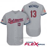 Maglia Baseball Uomo Baltimore Orioles 2017 Stelle E Strisce 13 Manny Machado Grigio Flex Base
