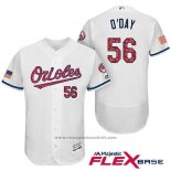 Maglia Baseball Uomo Baltimore Orioles 2017 Stelle E Strisce 56 Darren O'day Bianco Flex Base