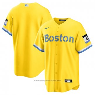 Maglia Baseball Uomo Boston Red Sox 2021 City Connect Replica Oro