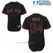 Maglia Baseball Uomo Boston Red Sox 34 David Ortiz Nero Fashion Cool Base