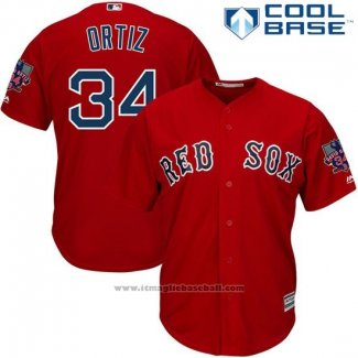 Maglia Baseball Uomo Boston Red Sox 34 David Ortiz Rosso Cool Base With Retirement