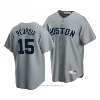 Maglia Baseball Uomo Boston Red Sox Dustin Pedroia Cooperstown Collection Road Grigio