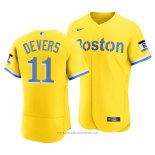 Maglia Baseball Uomo Boston Red Sox Rafael Devers 2021 City Connect Autentico Or