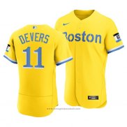 Maglia Baseball Uomo Boston Red Sox Rafael Devers 2021 City Connect Autentico Or