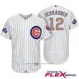 Maglia Baseball Uomo Chicago Cubs 12 Kyle Schwarber Bianco Or Flex Base