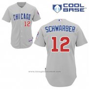 Maglia Baseball Uomo Chicago Cubs 12 Kyle Schwarber Grigio Cool Base