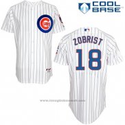 Maglia Baseball Uomo Chicago Cubs 18 Ben Zobrist Bianco Cool Base