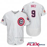 Maglia Baseball Uomo Chicago Cubs 2017 Stelle e Strisce Cubs 9 Javier Baez Bianco Flex Base