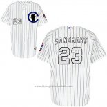 Maglia Baseball Uomo Chicago Cubs 23 Ryne Sandberg Sliver No 3 Bianco Home