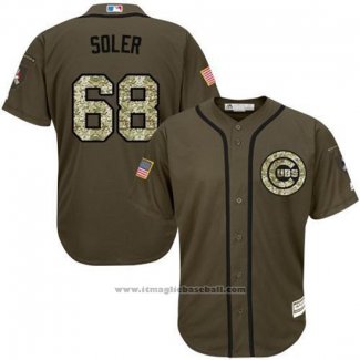 Maglia Baseball Uomo Chicago Cubs 68 Jorge Soler Verde Salute To Service