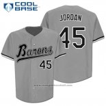 Maglia Baseball Uomo Chicago White Sox 45 Barons Michael Jordan Grigio Button Down Cool Base