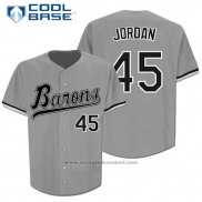 Maglia Baseball Uomo Chicago White Sox 45 Barons Michael Jordan Grigio Button Down Cool Base