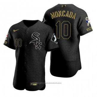 Maglia Baseball Uomo Chicago White Sox Yoan Moncada Nero 2021 Salute To Service