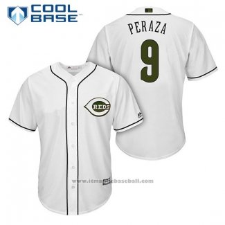 Maglia Baseball Uomo Cincinnati Reds 9 Jose Peraza Bianco 2018 Alternato Cool Base