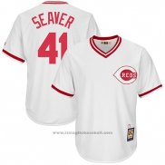 Maglia Baseball Uomo Cincinnati Reds Mensrojos 41 Tom Seaver Bianco Cooperstown Collection