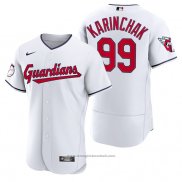 Maglia Baseball Uomo Cleveland Guardians James Karinchak Autentico Home Bianco