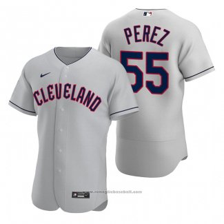 Maglia Baseball Uomo Cleveland Guardians Roberto Perez Autentico Road Grigio